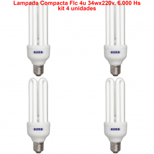 4pcs - Lampada Compacta Flc 4u 34wx220v. 6.000 Hs