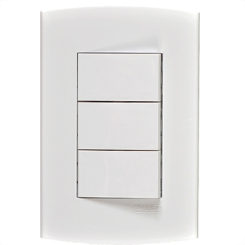 Conjunto Peesa Alfa 1507C 2 interruptores Simp.1Par.Branco Conjunto Peesa Alfa 1507C 2 interruptores Simp.1Par.Branco
