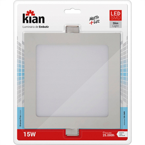 Luminaria Led Embutir Quadrada 15W 6000K 20Cm Kian Luminaria Led Embutir Quadrada 15W 6000K 20Cm Kian