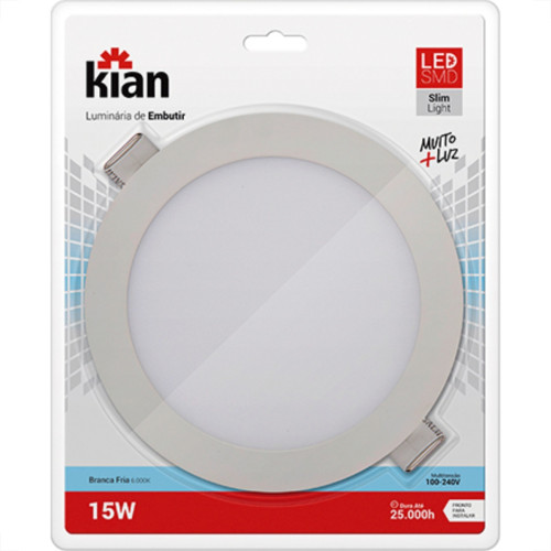 Luminaria Led Embutir Redonda 15W 6000K 20Cm Kian Luminaria Led Embutir Redonda 15W 6000K 20Cm Kian