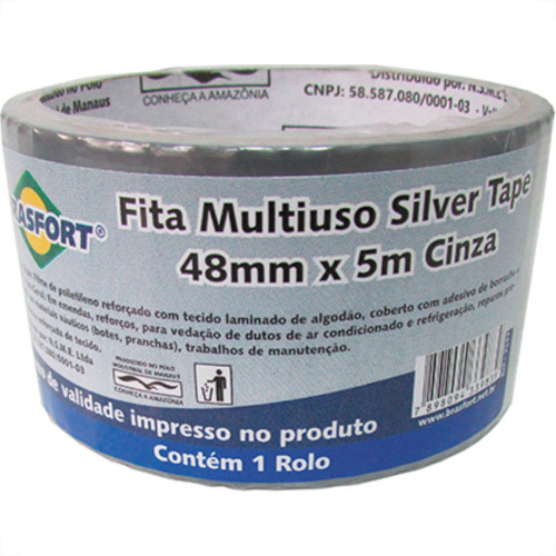 Fita Silver Tape Brasfort Cinza 48Mmx05M Fita Silver Tape Brasfort Cinza 48Mmx05M