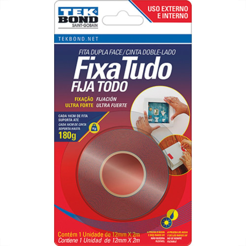 Fita Dupla-Face Tekbond F.Tud Extensao 12Mmx2 Fita Dupla-Face Tekbond F.Tud Extensao 12Mmx2