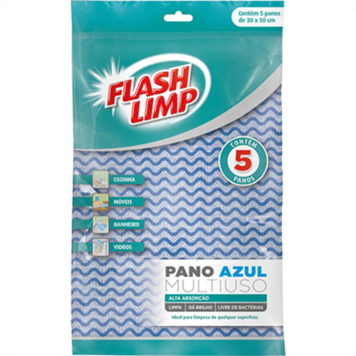 Pano Multiuso Flash Limp Azul C/5