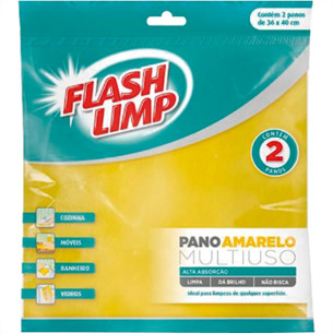 Pano Multiuso Flash Limp Amarelo C/2