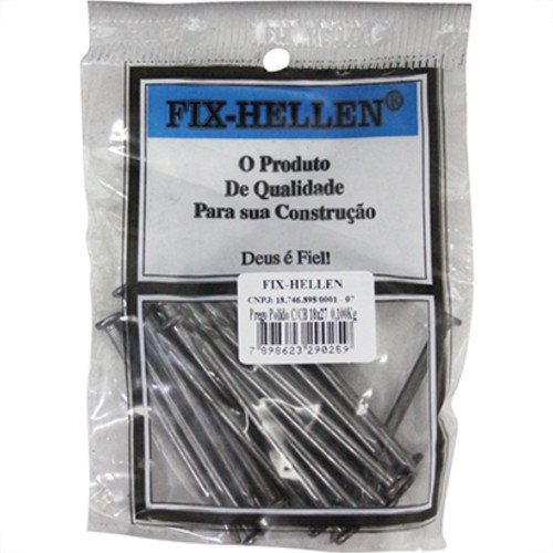 Prego Polido C/Cabeça 18X27 (3,40X62mm) 100Grs - Kit C/10 Pacotes Prego Polido C/Cabeça 18X27 (3,40X62mm) 100Grs - Kit C/10 Pacotes