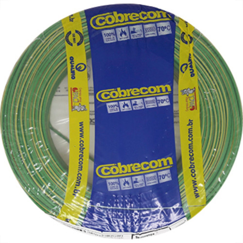 Fio Cabo Auto Cobrecom 100mts 1,5mm Verde/Amarelo Fio Cabo Auto Cobrecom 100mts 1,5mm Verde/Amarelo