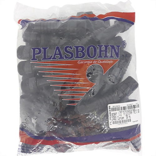 Adaptador Rosca Externa Plasbohn 1/2 Preto - Kit C/50 Unidades Adaptador Rosca Externa Plasbohn 1/2 Preto - Kit C/50 Unidades