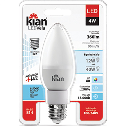 Lampada Led Vela Cl 4,0W 6500K E14-27 Kian