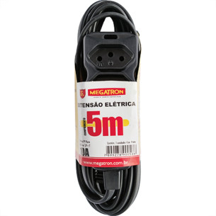 Extensao Megatron Pp 0,75 05Mt 2P+T10A Preto 