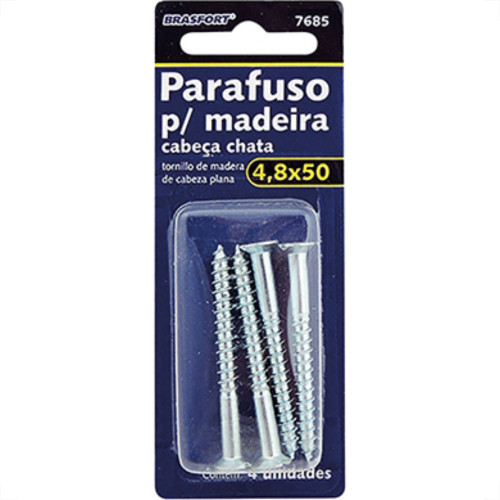 Cartela Brasfort Parafuso Mad Chata 4,8X50 C/4 Cartela Brasfort Parafuso Mad Chata 4,8X50 C/4
