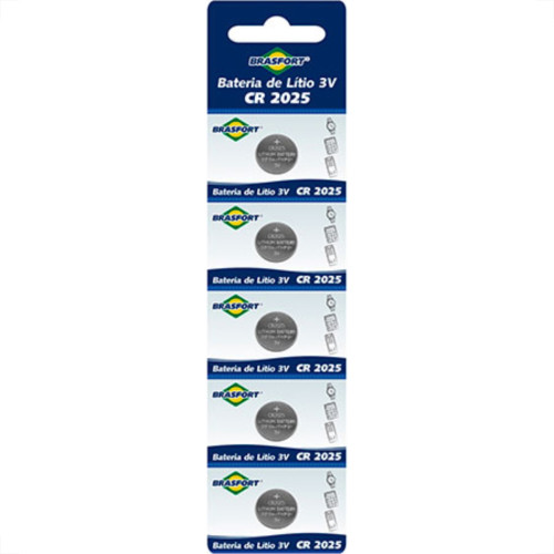 Pilha Bateria Litio 3V Cr2025 Brasfort C/5 Pilha Bateria Litio 3V Cr2025 Brasfort C/5