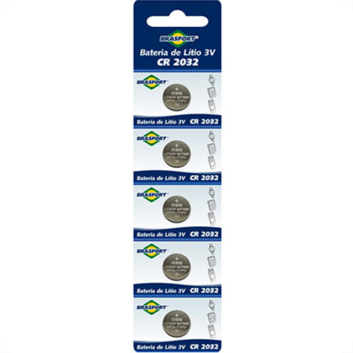Pilha Bateria Litio 3V Cr2032 Brasfort C/5 Pilha Bateria Litio 3V Cr2032 Brasfort C/5