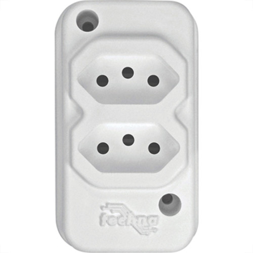 Tomada Barra Techna Dupla 2P+T 10A Branco Tomada Barra Techna Dupla 2P+T 10A Branco