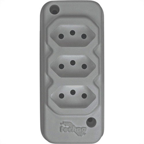 Tomada Barra Techna Tripla 2P+T 10A Cinza Tomada Barra Techna Tripla 2P+T 10A Cinza