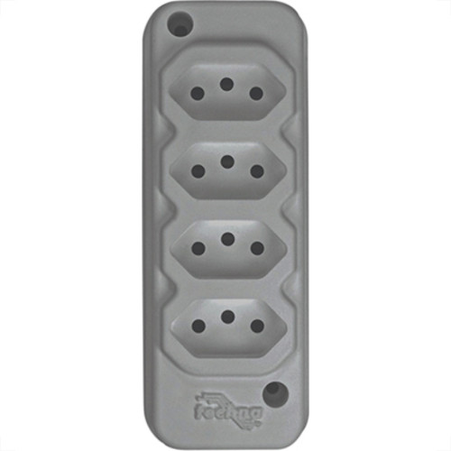 Tomada Barra Techna Quadrupla 2Polos+T 10A Cinza Tomada Barra Techna Quadrupla 2Polos+T 10A Cinza