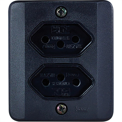 Sistema X Radial Preto 2Tom 10A C/Caixa 1905115 Sistema X Radial Preto 2Tom 10A C/Caixa 1905115