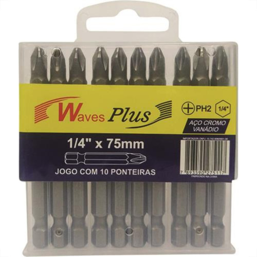 Jogo Ponteira Waves Phil 1/4X75Mm 10P Jogo Ponteira Waves Phil 1/4X75Mm 10P