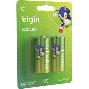 Pilha Alcalina Elgin Media C C/2