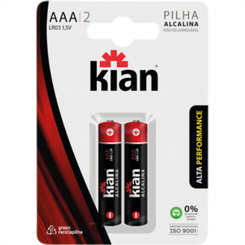 Pilha Alcalina Kian Palito Aaa2 C/2 Pilha Alcalina Kian Palito Aaa2 C/2