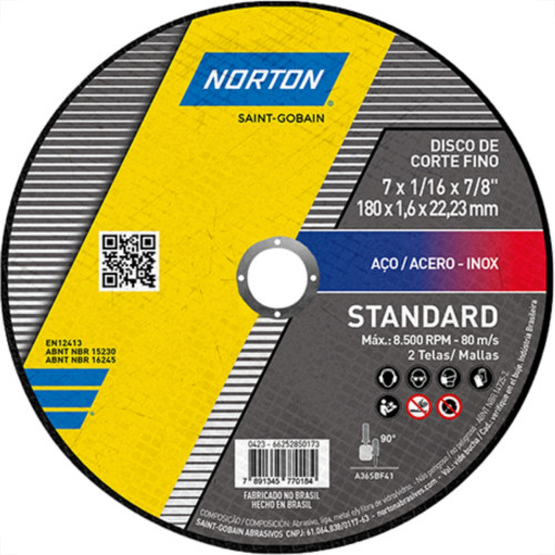 Disco Sped/Inox Norton 7X7/8X1,6 Disco Sped/Inox Norton 7X7/8X1,6