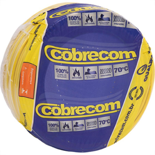 Fio Cabo Auto Cobrecom 100mts 4,0mm Amarelo Fio Cabo Auto Cobrecom 100mts 4,0mm Amarelo