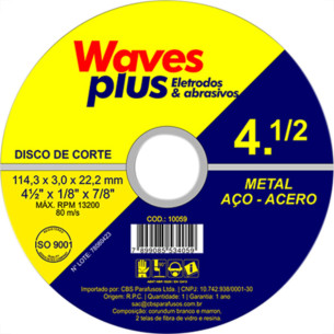 Disco Corte Waves Ferro 4.1/2X7/8 2T