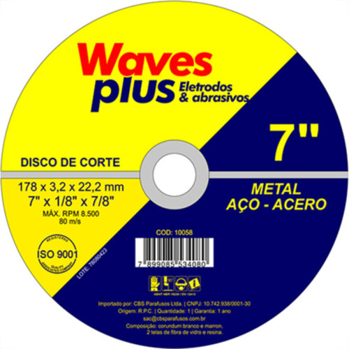 Disco Corte Waves Ferro 7X7/8 2T