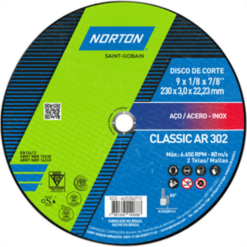 Disco Corte Norton Ferro 9X7/8 Disco Corte Norton Ferro 9X7/8