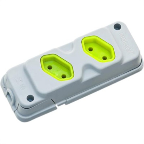 Tomada Barra Fiolux Dupla 2P 20A Cinza