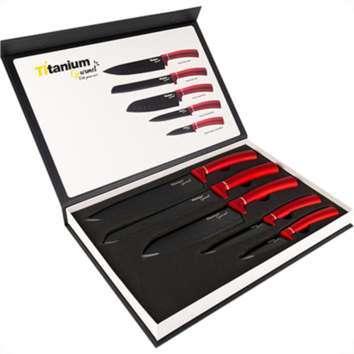 Faca Gourmet Titanium Kit 05Pc Vermelho 6893 Faca Gourmet Titanium Kit 05Pc Vermelho 6893