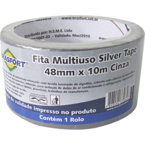 Fita Silver Tape Brasfort Cinza 48Mmx10M Fita Silver Tape Brasfort Cinza 48Mmx10M