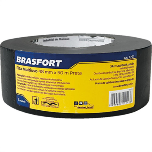 Fita Silver Tape Brasfort Preta 48Mmx50M Fita Silver Tape Brasfort Preta 48Mmx50M