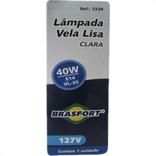 Lampada Vela Lisa Clara E14 40X127 Brasfort - Kit C/10 Unidades Lampada Vela Lisa Clara E14 40X127 Brasfort - Kit C/10 Unidades