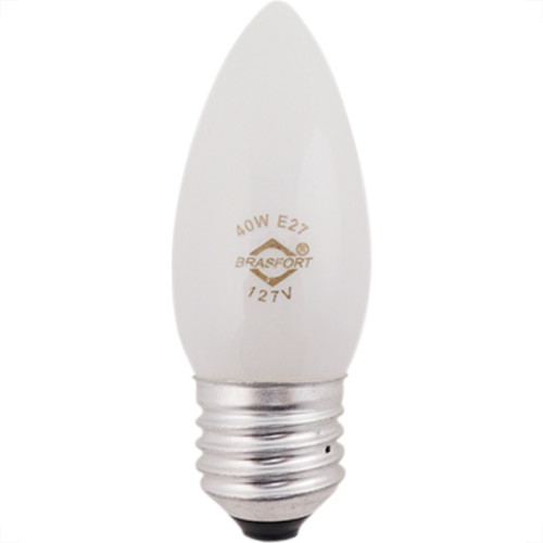 Lampada Vela Lisa Leitosa E27 40X127 Brasfort - Kit C/10 Unidades Lampada Vela Lisa Leitosa E27 40X127 Brasfort - Kit C/10 Unidades