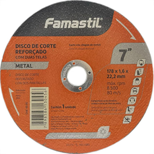 Disco Corte Famastil Ferro 7X7/8X1.6 2T - Kit C/10 Unidades Disco Corte Famastil Ferro 7X7/8X1.6 2T - Kit C/10 Unidades