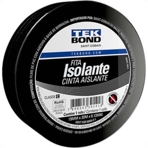 Fita Isolante Tekbond 20Mts - Kit C/10 Unidades Fita Isolante Tekbond 20Mts - Kit C/10 Unidades