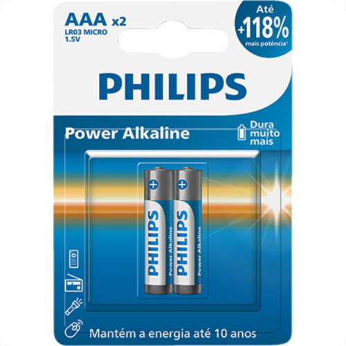 Pilha Alcalina Philips Palito Aaa2 C/2