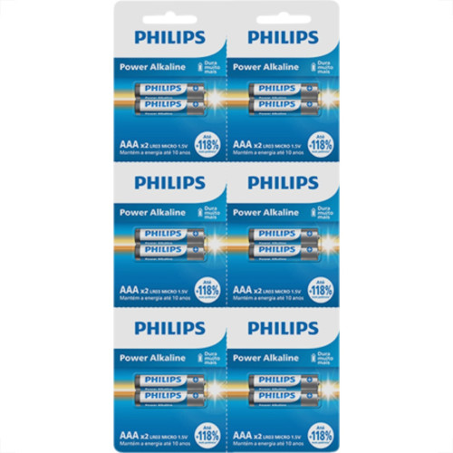 Pilha Alcalina Philips Aaa2 Blister C/12 Pilha Alcalina Philips Aaa2 Blister C/12
