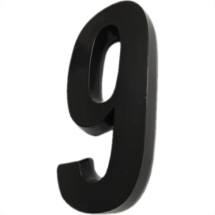 Numero 3D Pvc Deplasti 9 Preto 13Cm