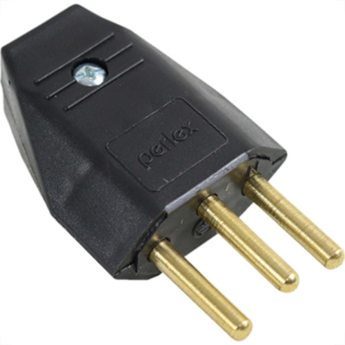Pino Macho Perlex 2P+T 10A Preto 1043 - Kit C/10 Unidades