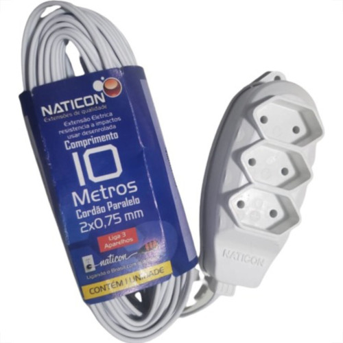 Extensao Naticon Pl 0,75 10Mt Branco