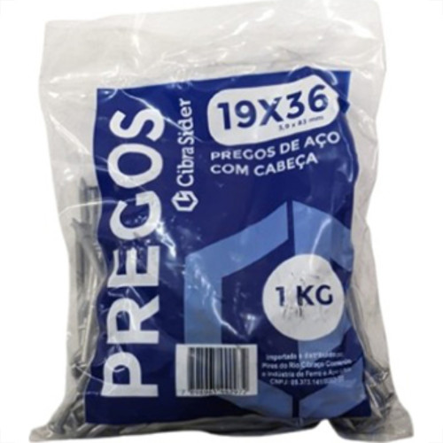Prego Polido Cibra C/Cabeça  19X36 (3,90X83mm)