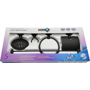 Acessorio P/Banheiro 5Pc Hidrolar Preto