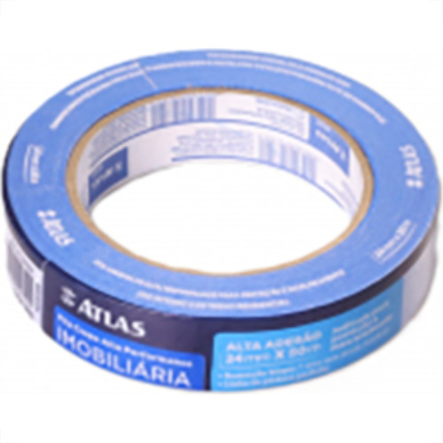 Fita Crepe Atlas Imobiliaria Azul 24Mmx50M