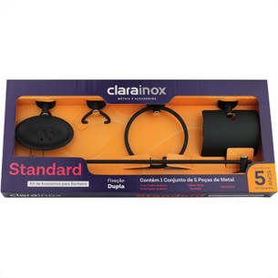 Acessorio P/Banheiro 5Pc Clarainox Preto