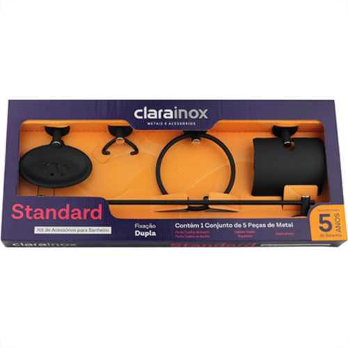 Acessorio P/Banheiro 5Pc Clarainox Preto