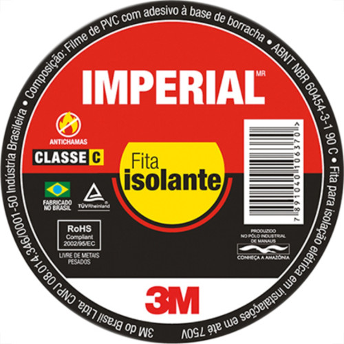 Fita Isolante 3M Imperial 10 Mts - Kit C/10 Unidades