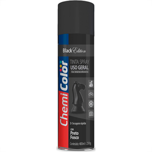 Spray Chemicolor Geral Preto Fosco 400Ml - Kit C/6 LT Spray Chemicolor Geral Preto Fosco 400Ml - Kit C/6 LT