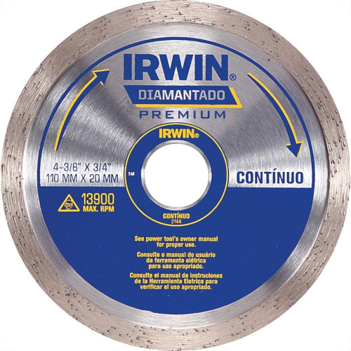 Disco Diamantado Irwin Liso 110Mm Seco Agua Iw2144 Disco Diamantado Irwin Liso 110Mm Seco Agua Iw2144