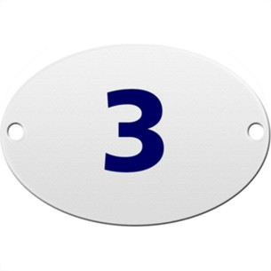 Numero Oval Chapa Esmaltado Caiado 3 - Kit C/10